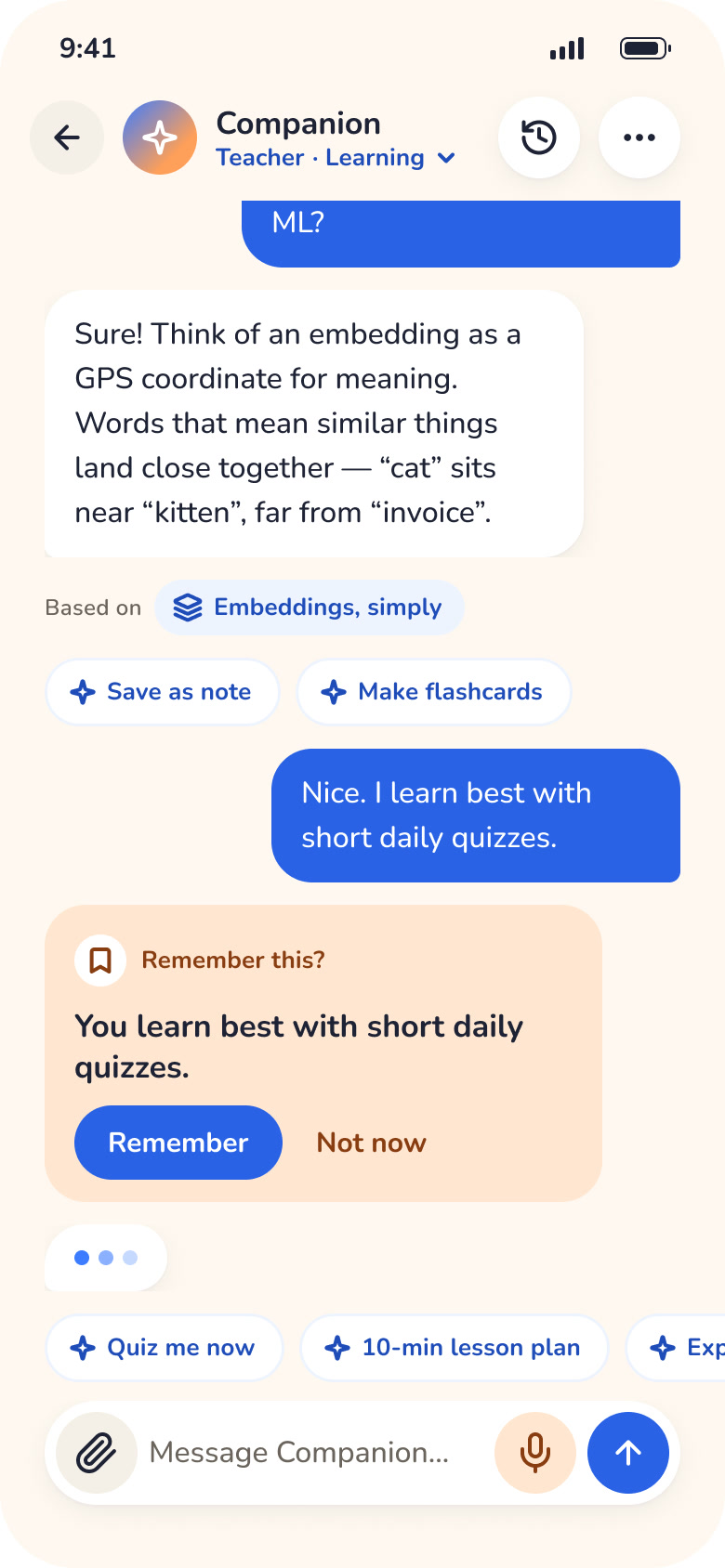 Adept AI Companion chat